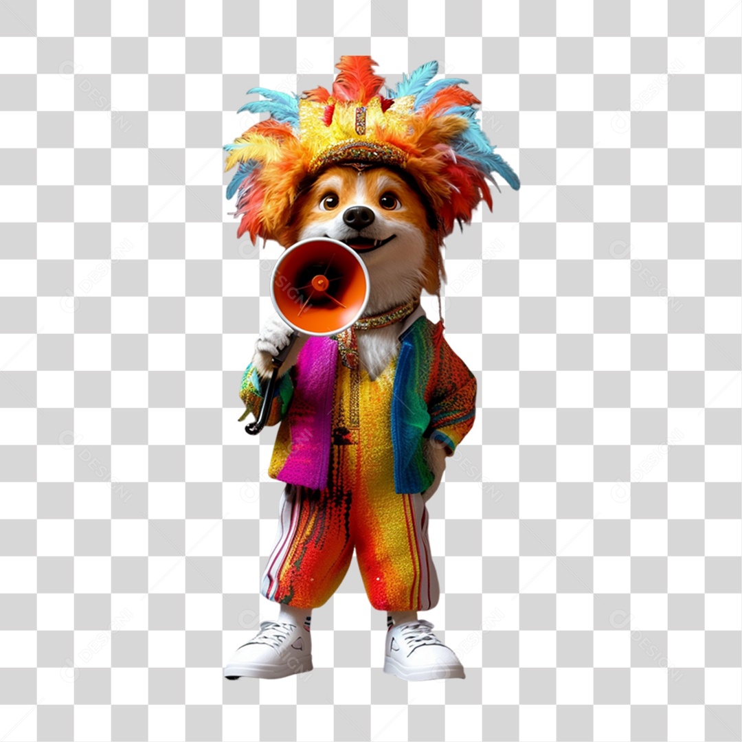 Mascote com Fantasia de Carnaval PNG Transparente