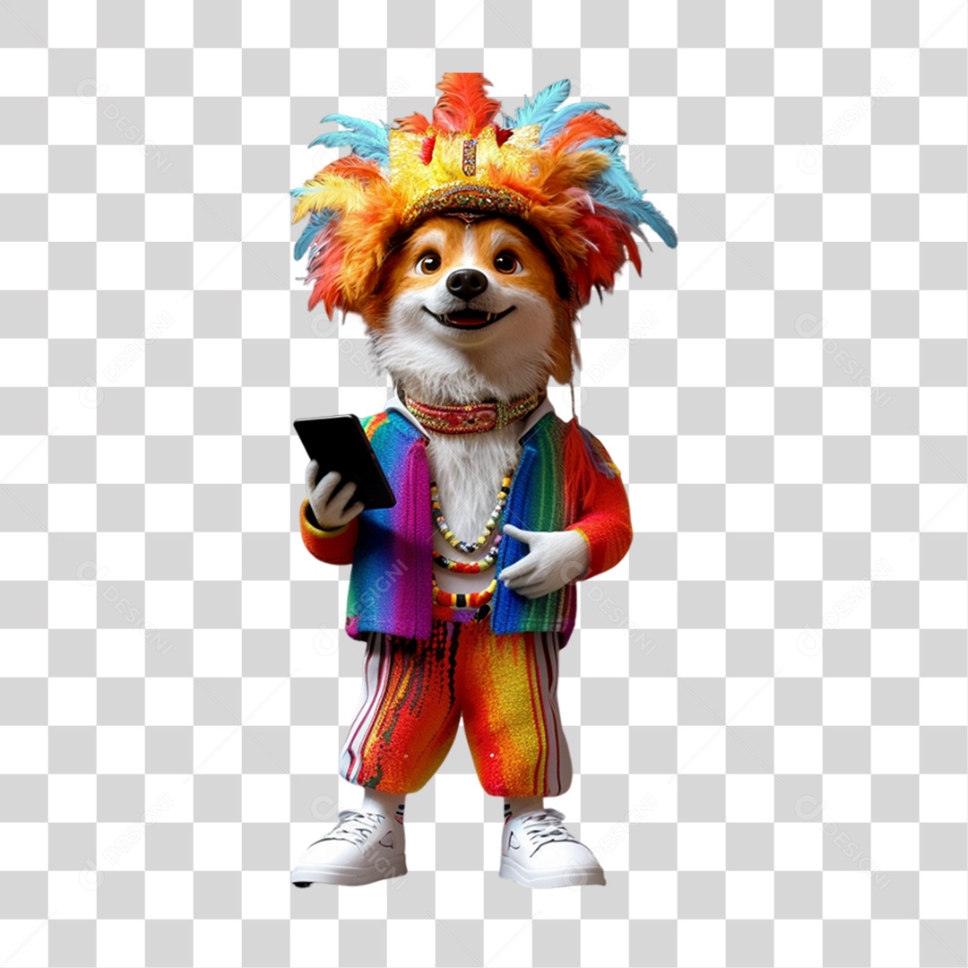 Mascote com Fantasia de Carnaval PNG Transparente
