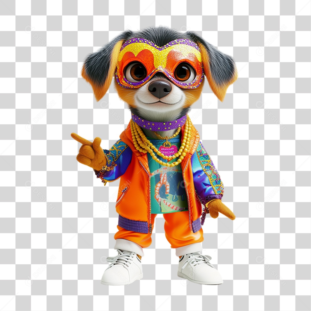 Mascote com Fantasia de Carnaval PNG Transparente