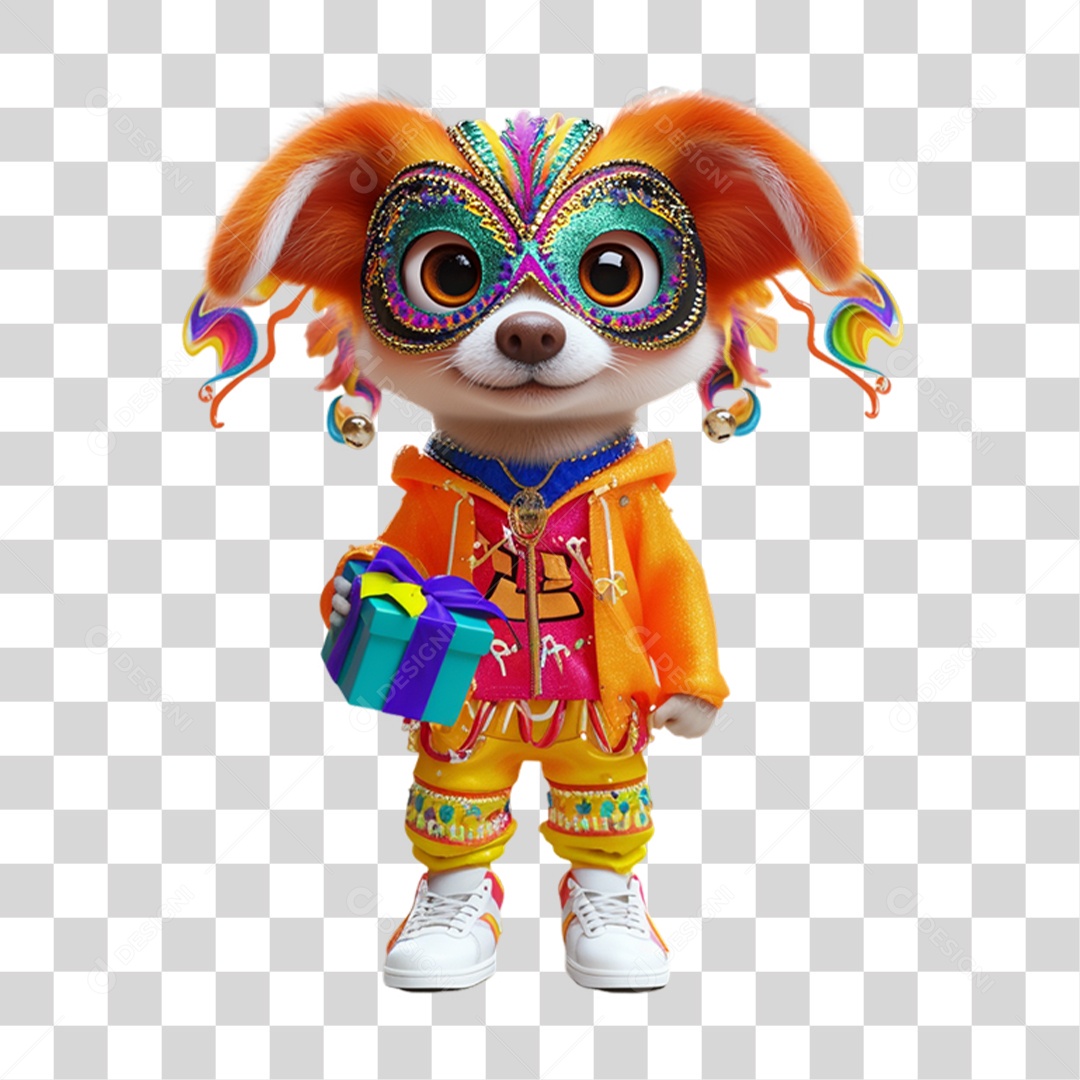Mascote com Fantasia de Carnaval PNG Transparente