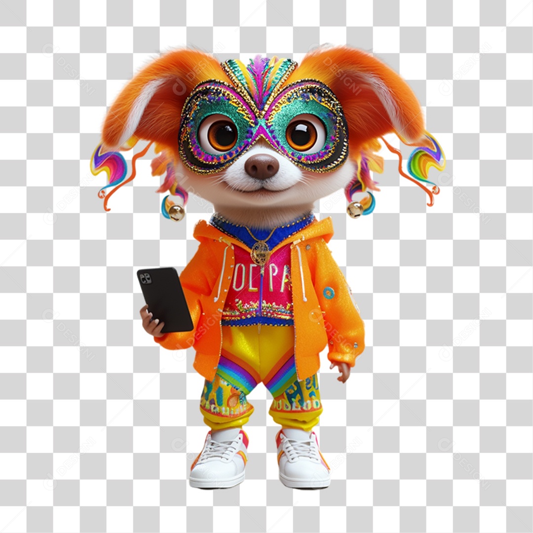 Mascote com Fantasia de Carnaval PNG Transparente