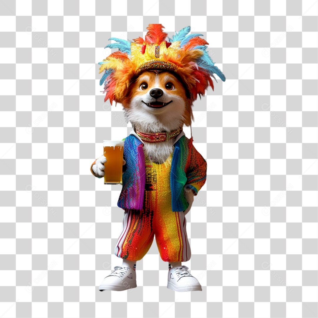 Mascote com Fantasia de Carnaval PNG Transparente