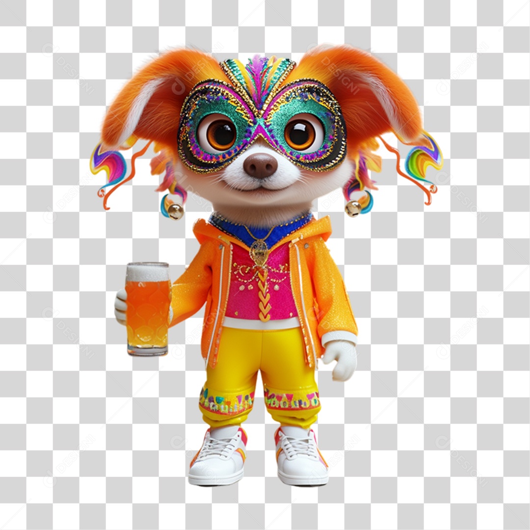 Mascote com Fantasia de Carnaval PNG Transparente