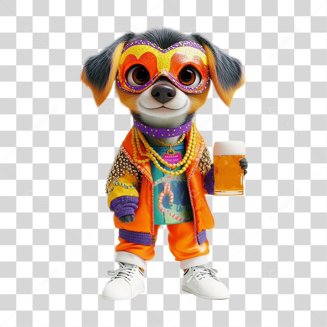 Mascote com Fantasia de Carnaval PNG Transparente