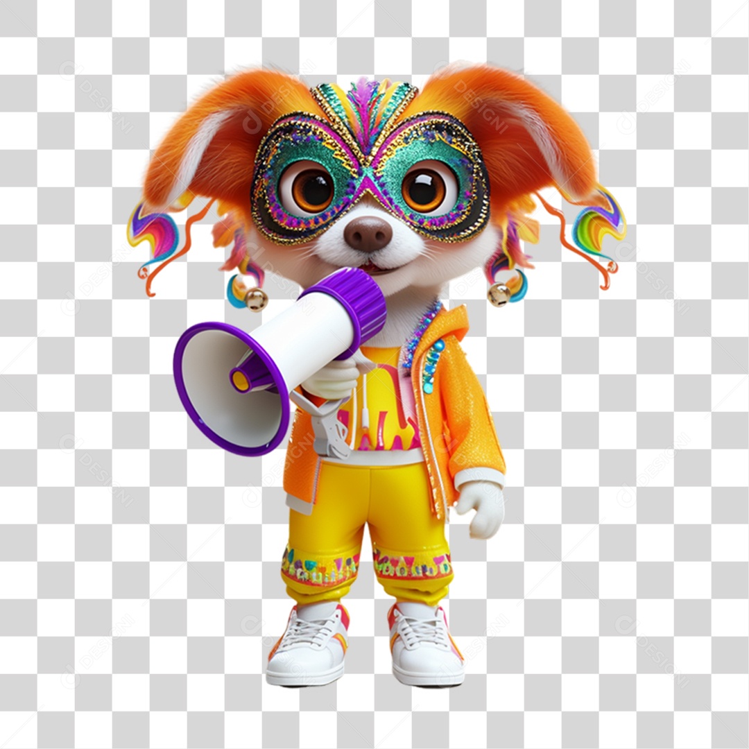 Mascote com Fantasia de Carnaval PNG Transparente