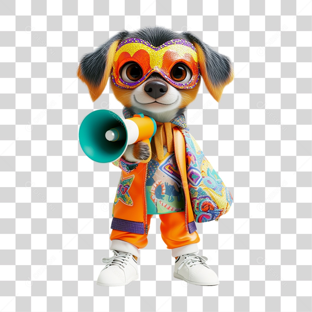 Mascote com Fantasia de Carnaval PNG Transparente