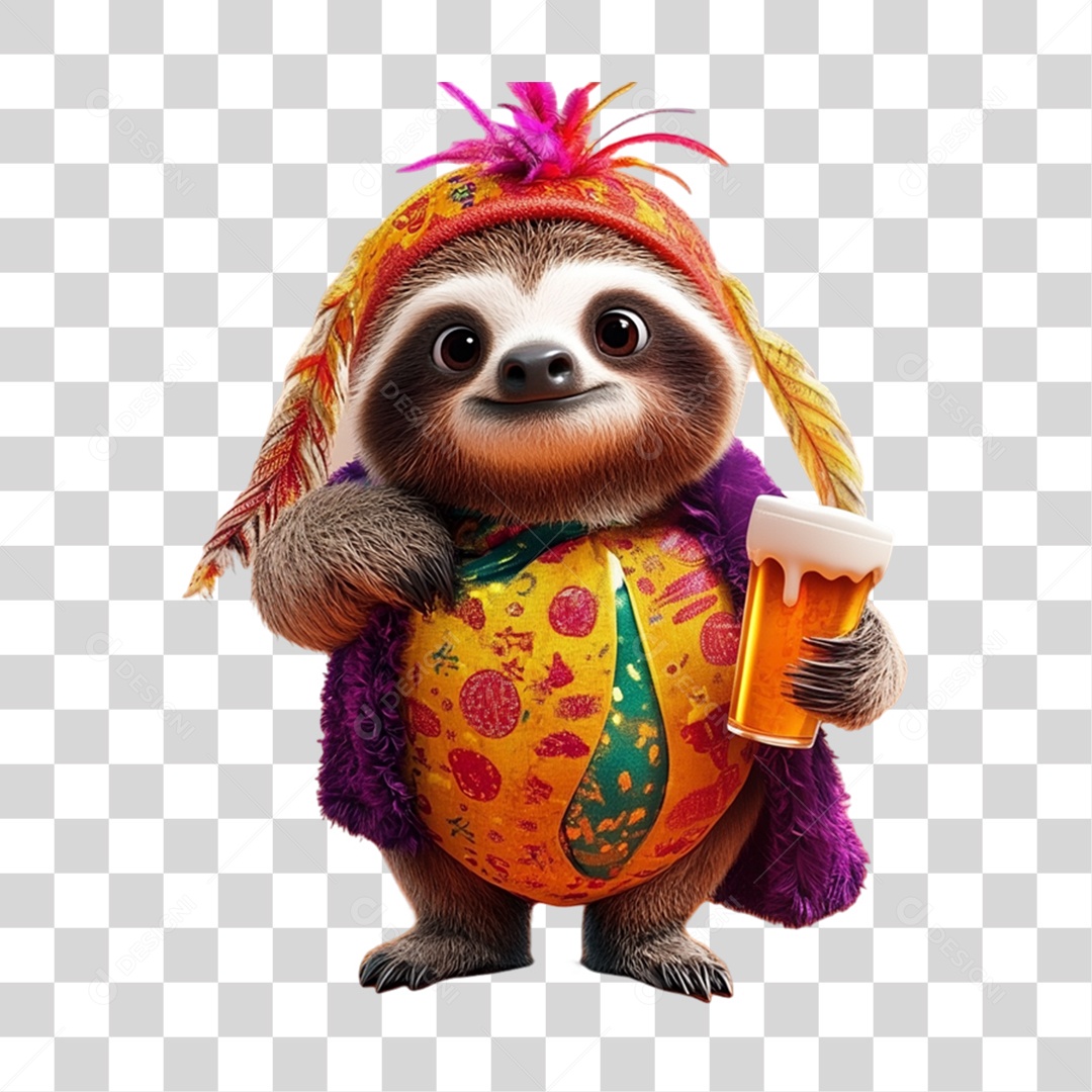 Mascote com Fantasia de Carnaval PNG Transparente