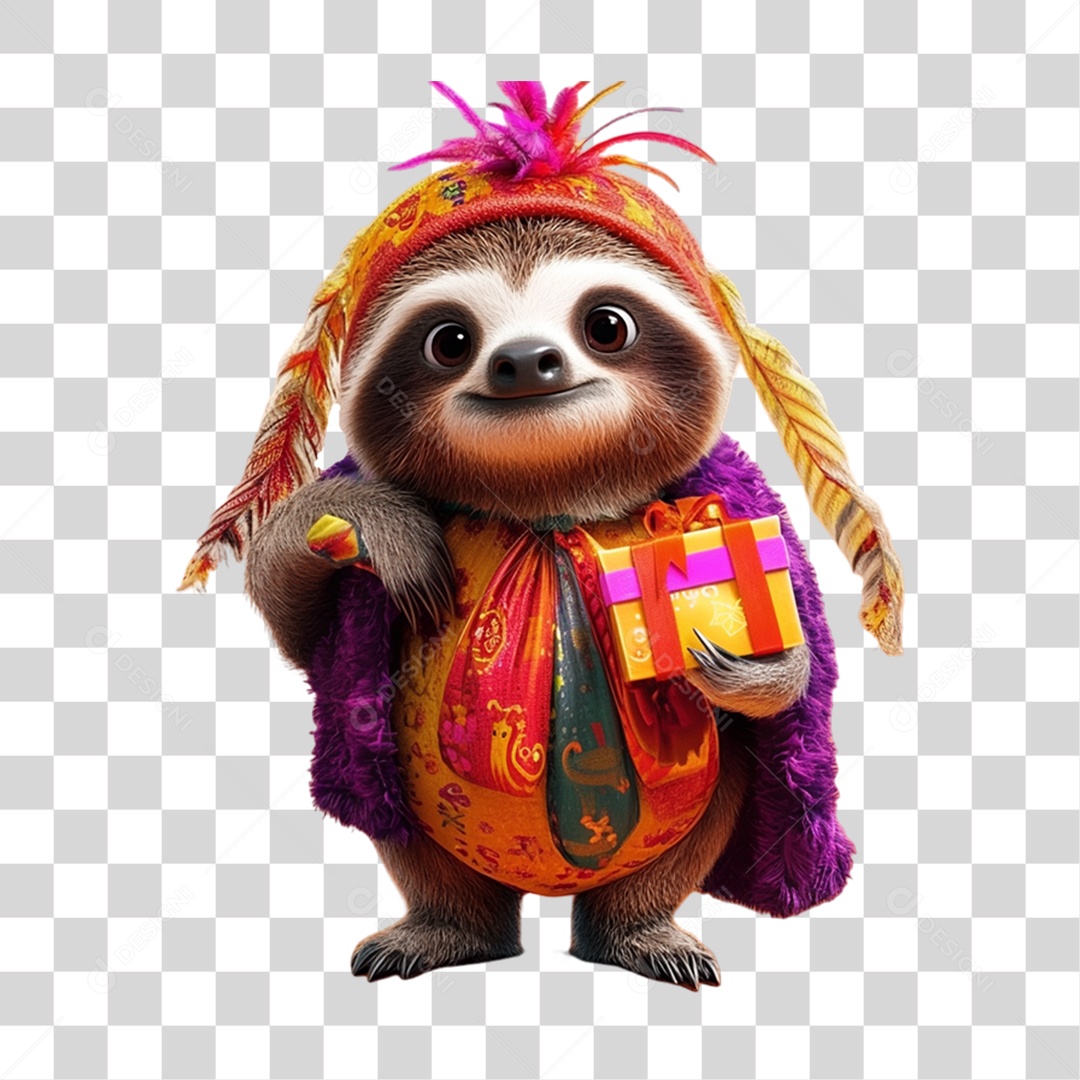 Mascote com Fantasia de Carnaval PNG Transparente