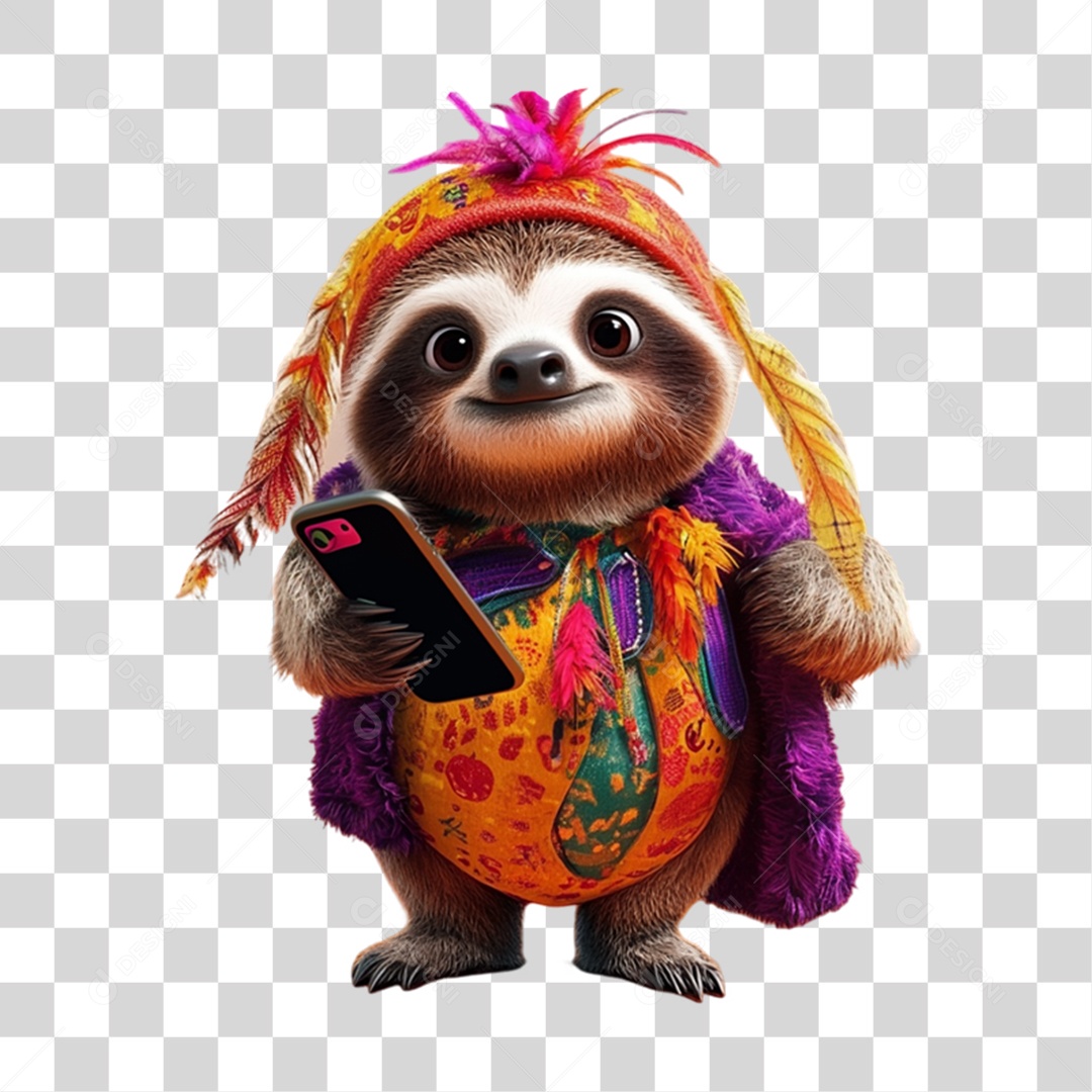 Mascote com Fantasia de Carnaval PNG Transparente