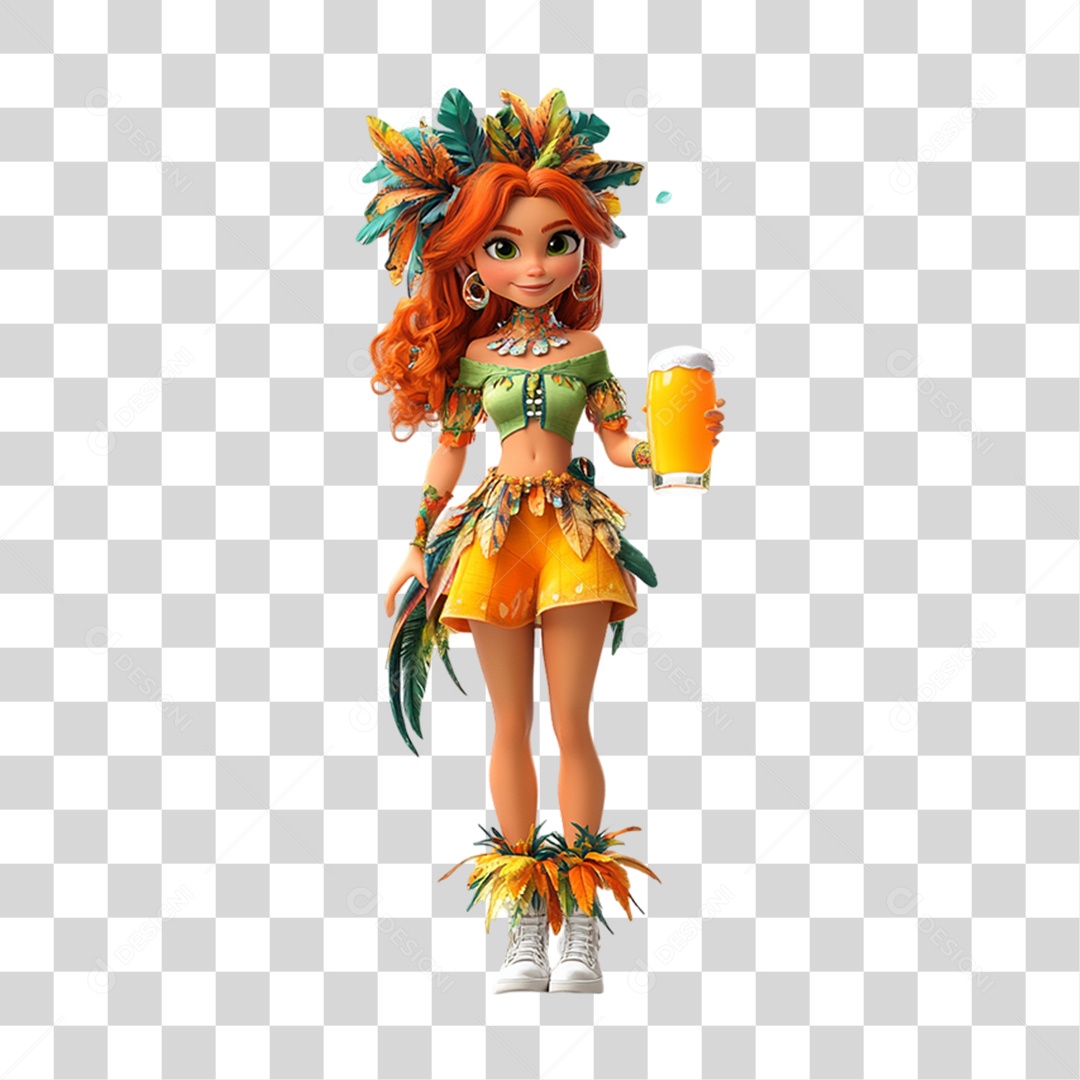 Personagem com Fantasia de Carnaval PNG Transparente