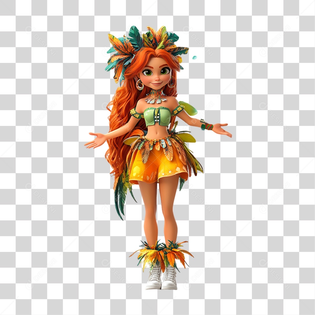 Personagem com Fantasia de Carnaval PNG Transparente