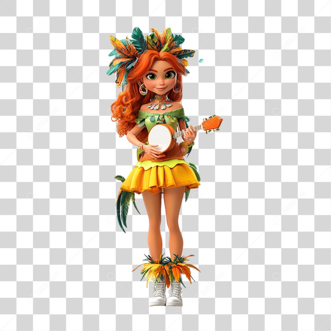 Personagem com Fantasia de Carnaval PNG Transparente