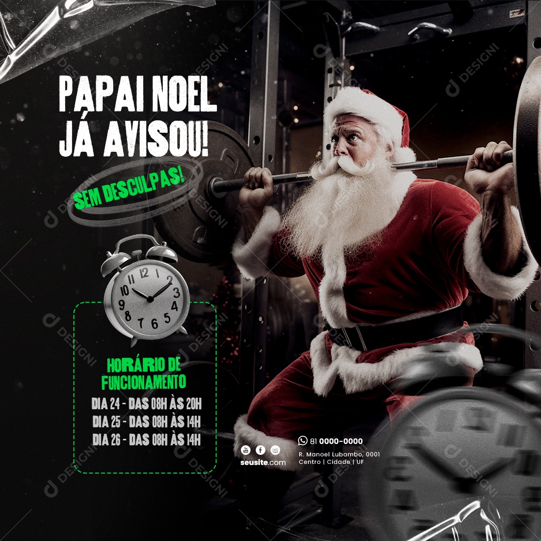 Academia Horários Funcionamento Natal Social Media PSD Editável