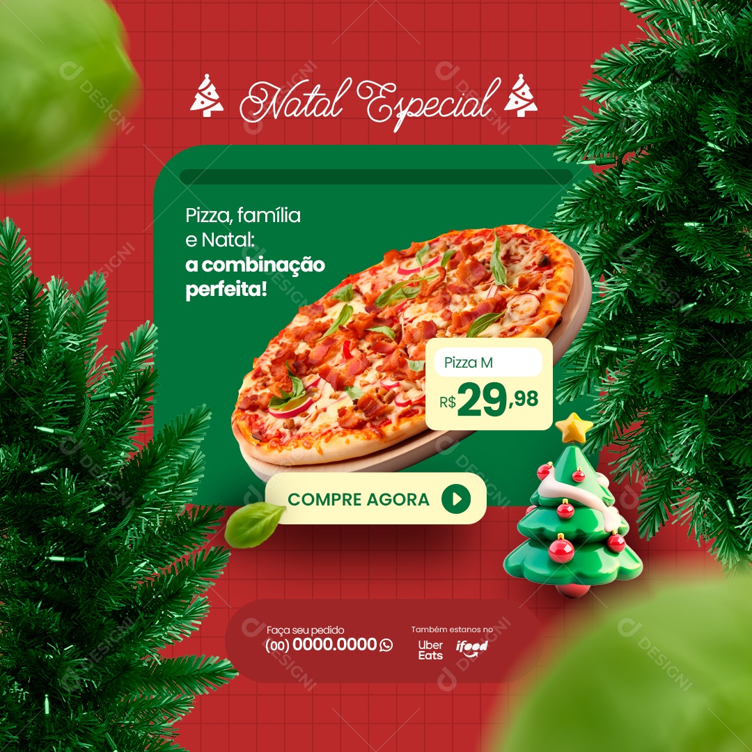 Pizzaria Natal Especial Social Media PSD Editável