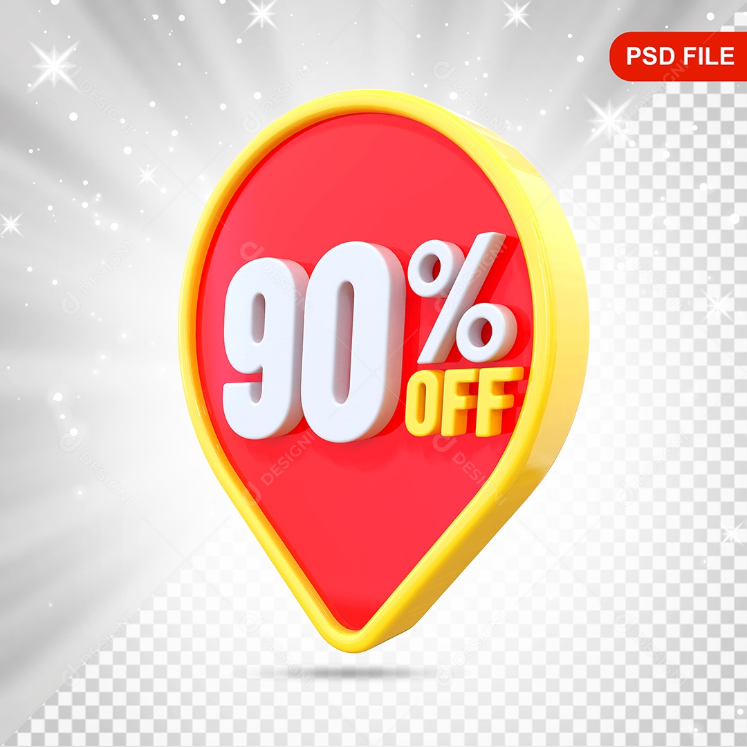 Desconto 90% Colorido Elemento 3D Para Composição PSD