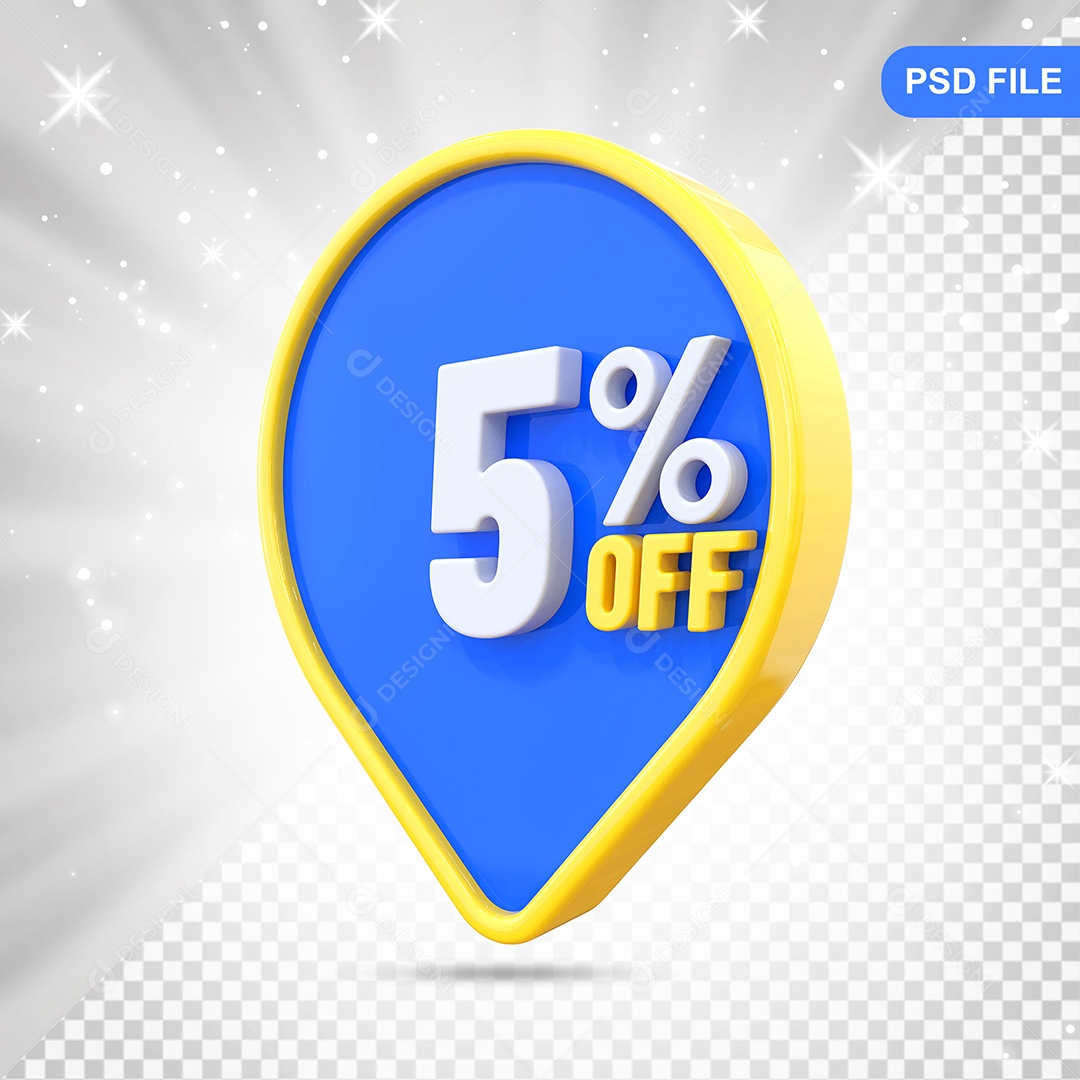 Desconto 5% Colorido Elemento 3D Para Composição PSD
