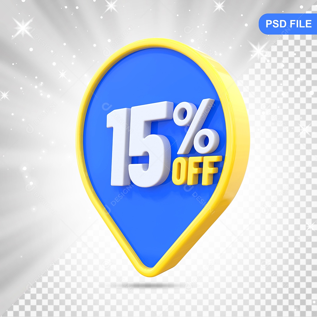 Desconto 15% Colorido Elemento 3D Para Composição PSD