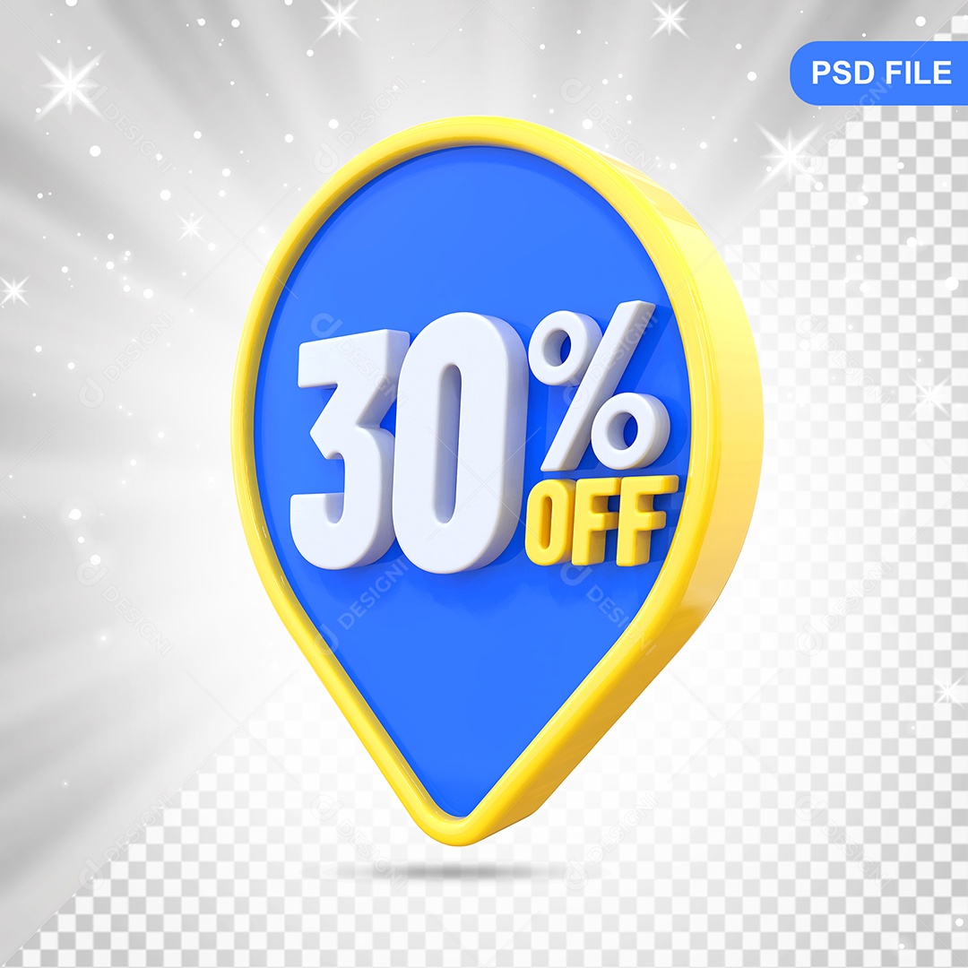 Desconto 30% Colorido Elemento 3D Para Composição PSD