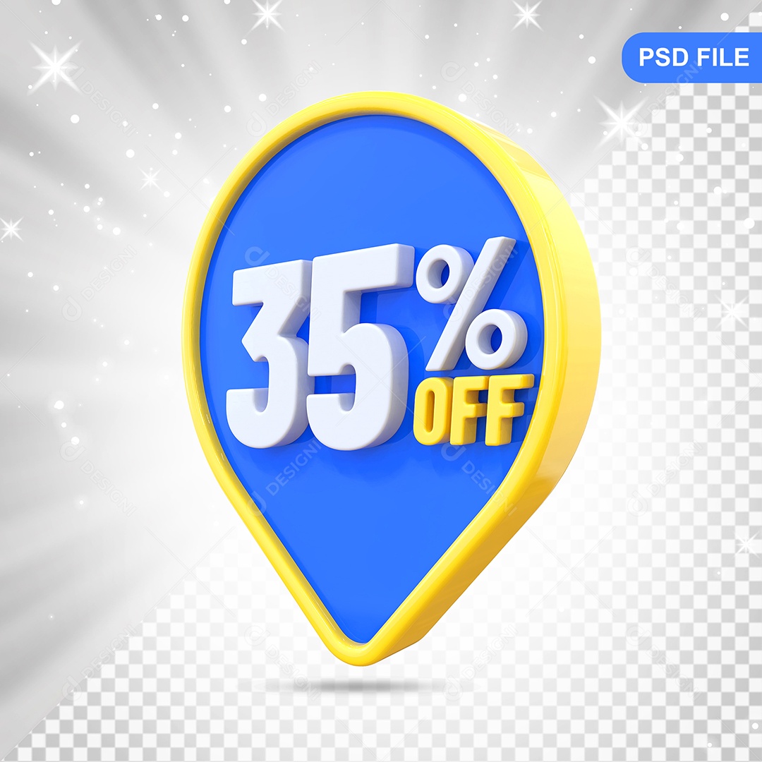 Desconto 35% Colorido Elemento 3D Para Composição PSD