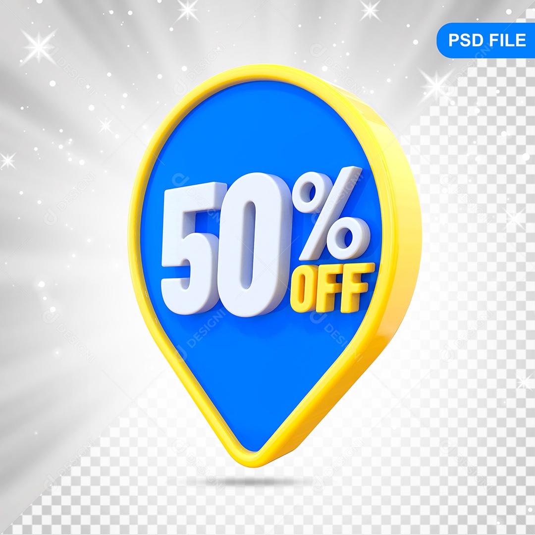 Desconto 50% Colorido Elemento 3D Para Composição PSD