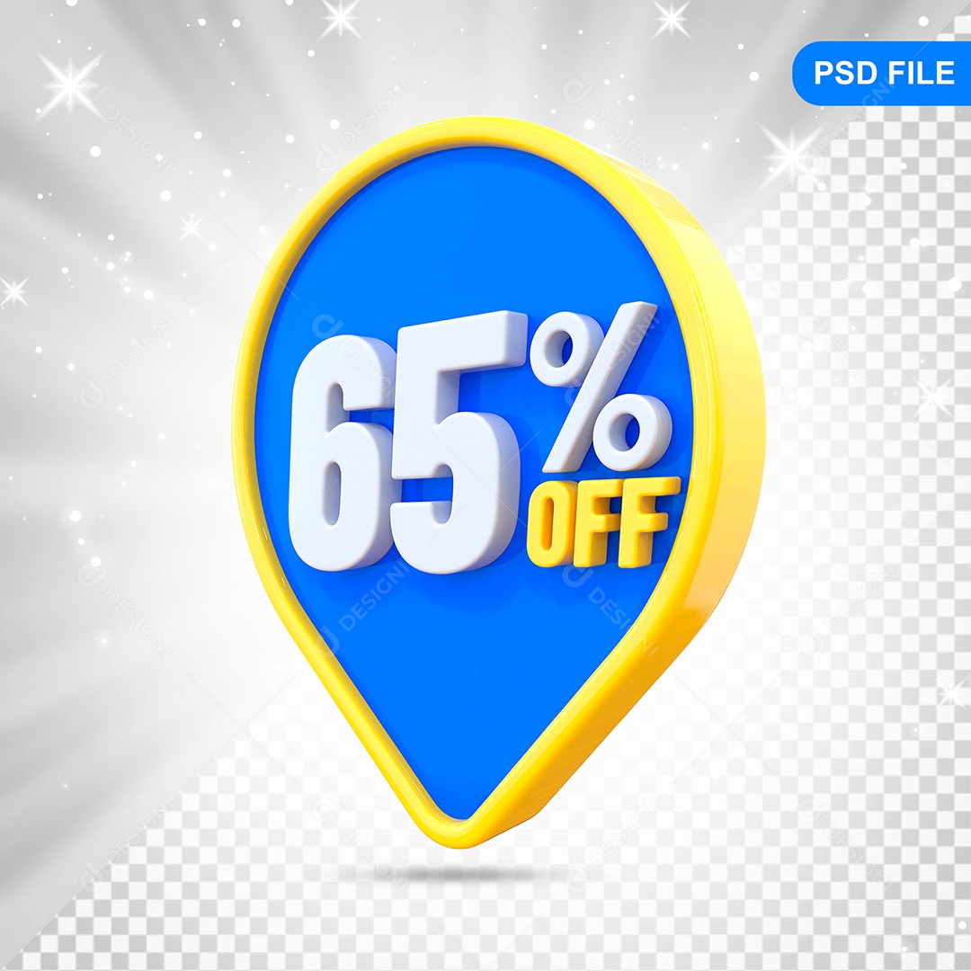 Desconto 65% Colorido Elemento 3D Para Composição PSD