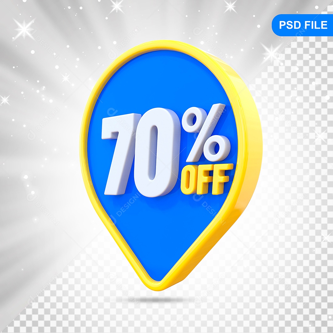 Desconto 70% Colorido Elemento 3D Para Composição PSD