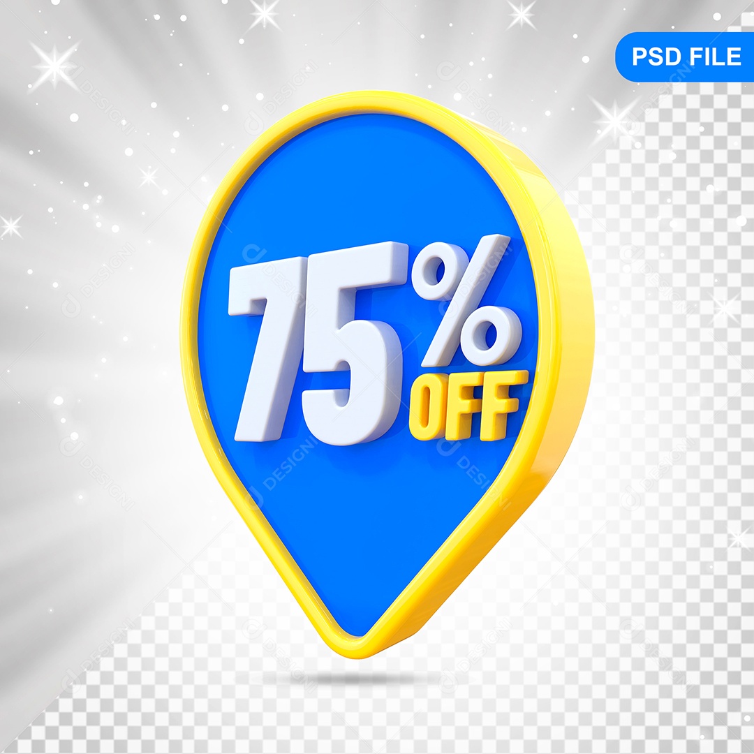 Desconto 75% Colorido Elemento 3D Para Composição PSD