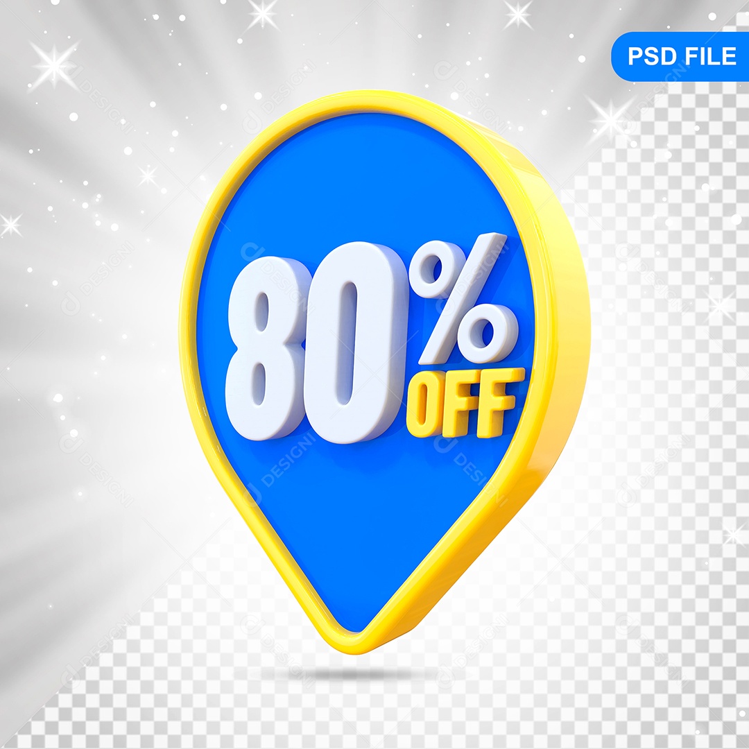 Desconto 80% Colorido Elemento 3D Para Composição PSD