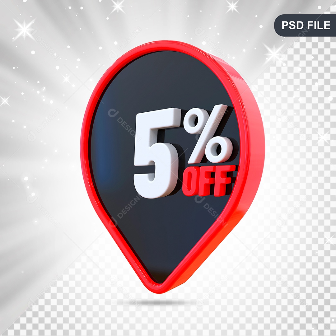 Desconto 5% Colorido Elemento 3D Para Composição PSD