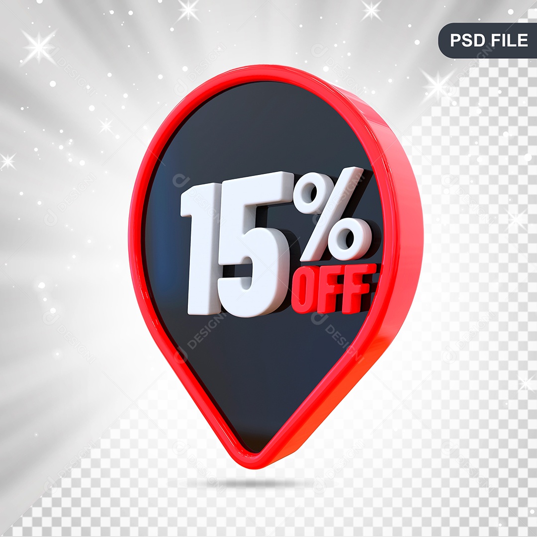 Desconto 15% Colorido Elemento 3D Para Composição PSD
