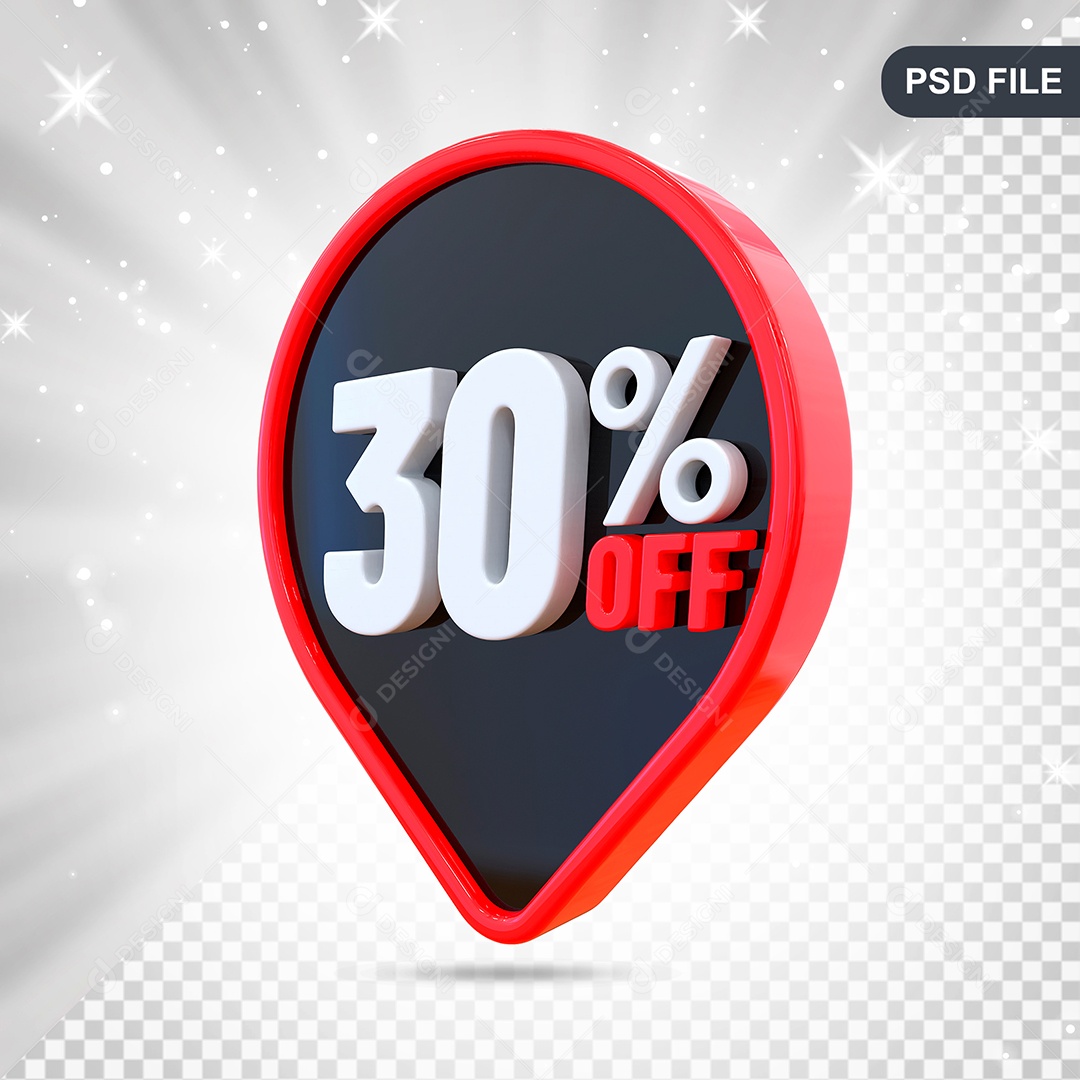 Desconto 30% Colorido Elemento 3D Para Composição PSD