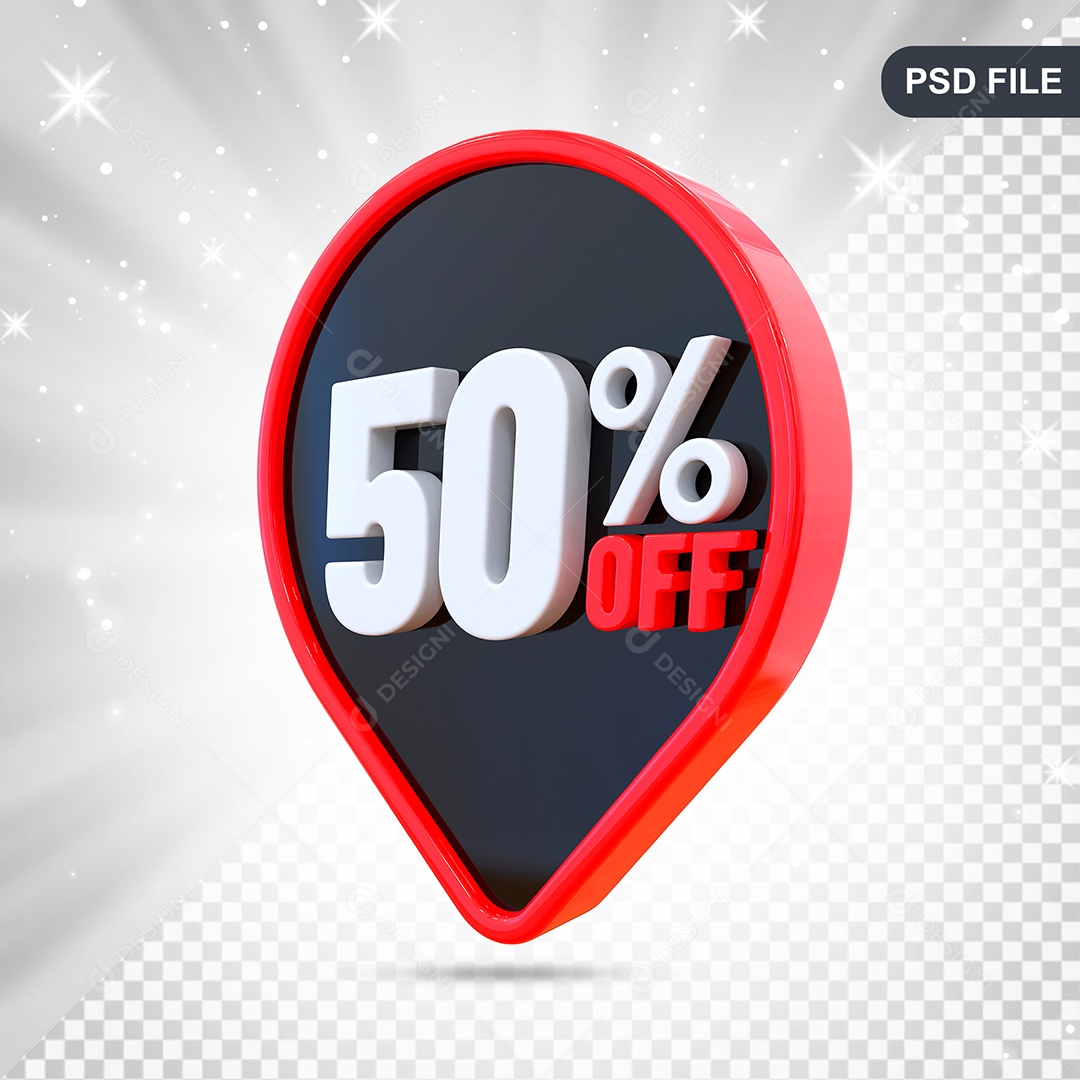 Desconto 50% Colorido Elemento 3D Para Composição PSD