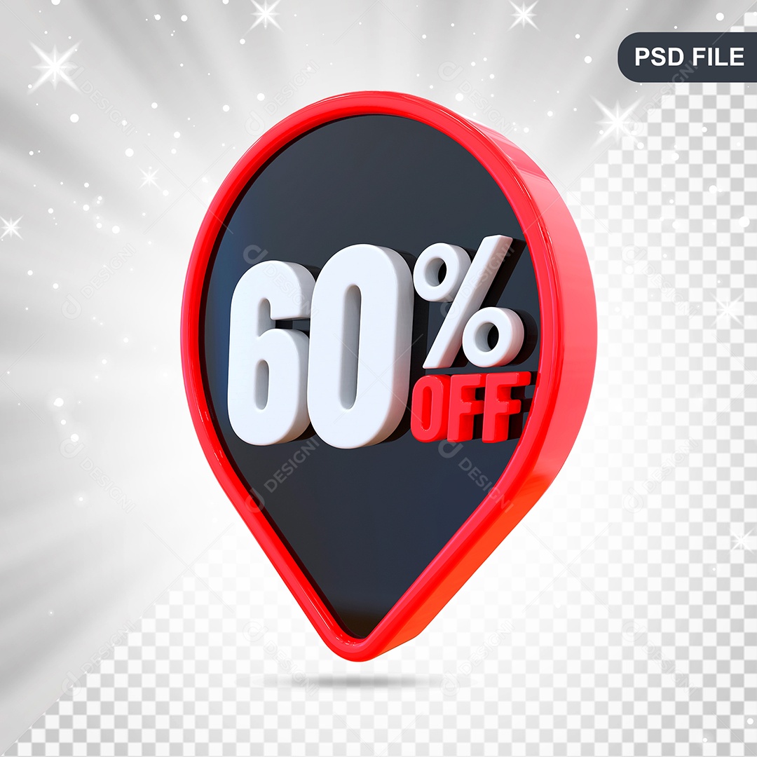 Desconto 60% Colorido Elemento 3D Para Composição PSD
