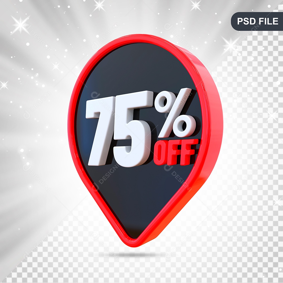 Desconto 75% Colorido Elemento 3D Para Composição PSD