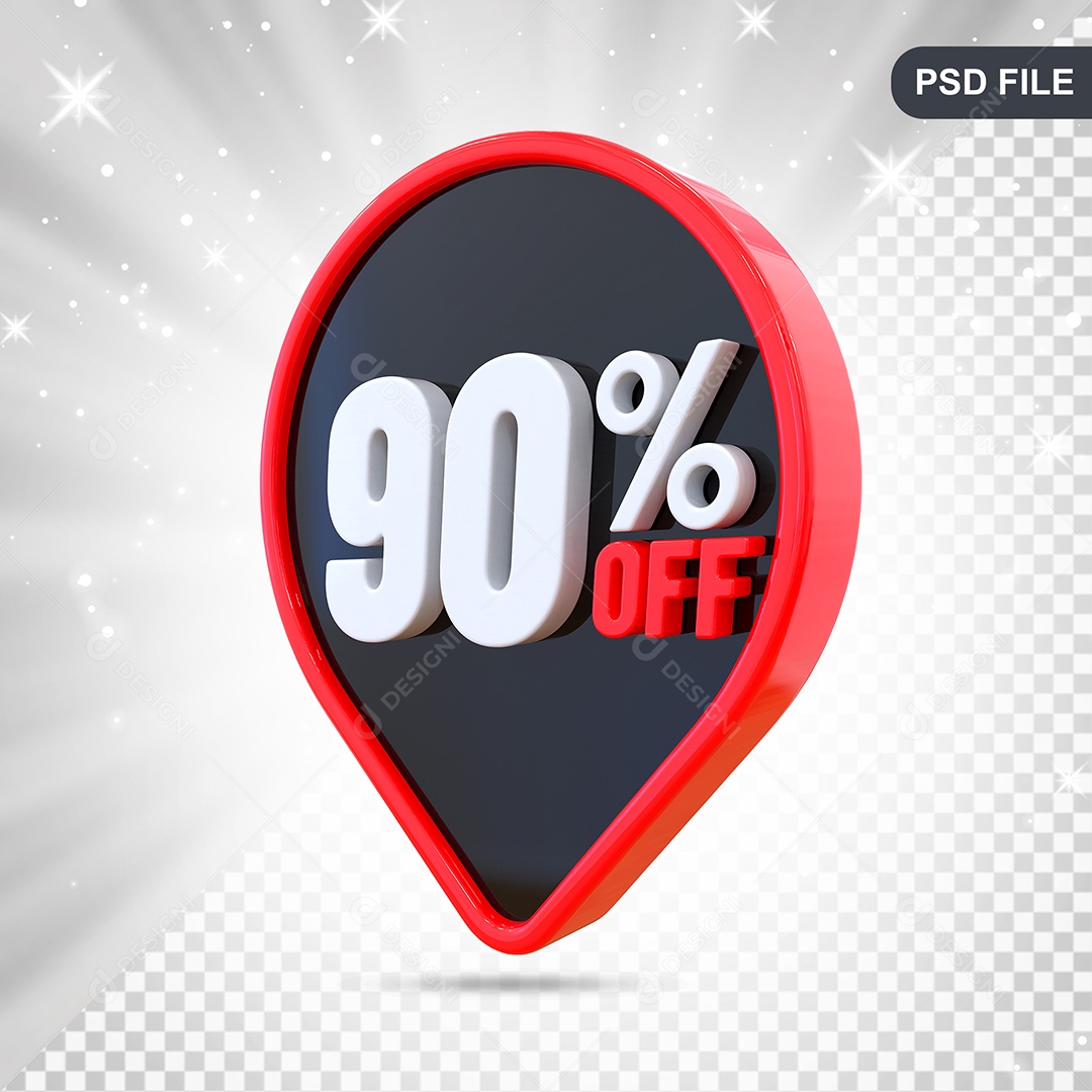 Desconto 90% Colorido Elemento 3D Para Composição PSD