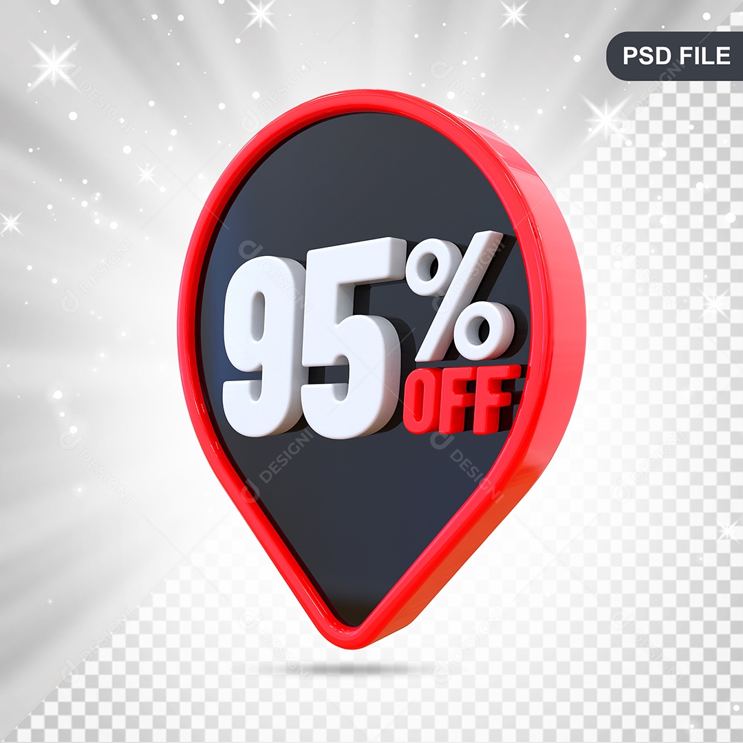 Desconto 95% Colorido Elemento 3D Para Composição PSD