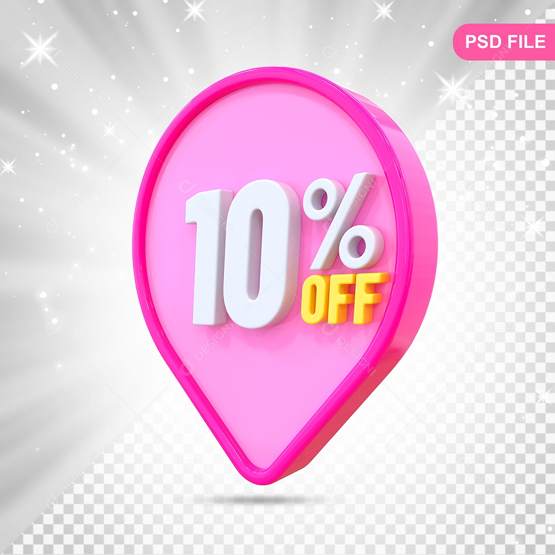 Desconto 10% Colorido Elemento 3D Para Composição PSD