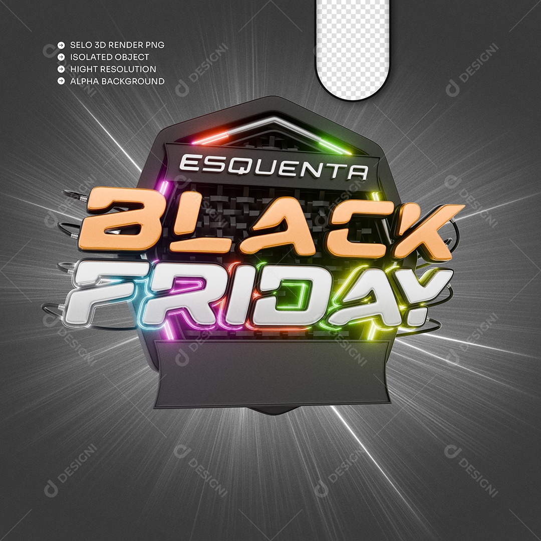 Black Friday Selo 3D para Composição PSD