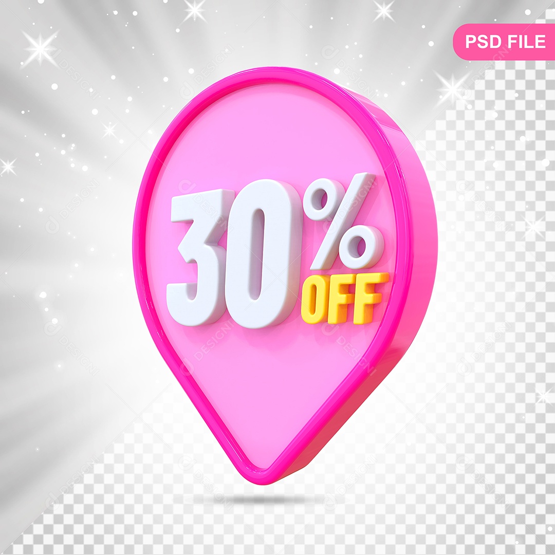 Desconto 30% Colorido Elemento 3D Para Composição PSD