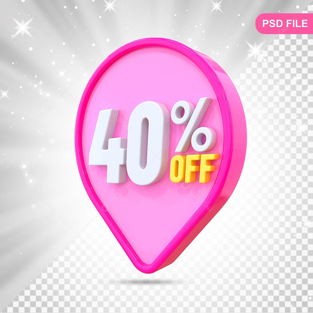 Desconto 40% Colorido Elemento 3D Para Composição PSD