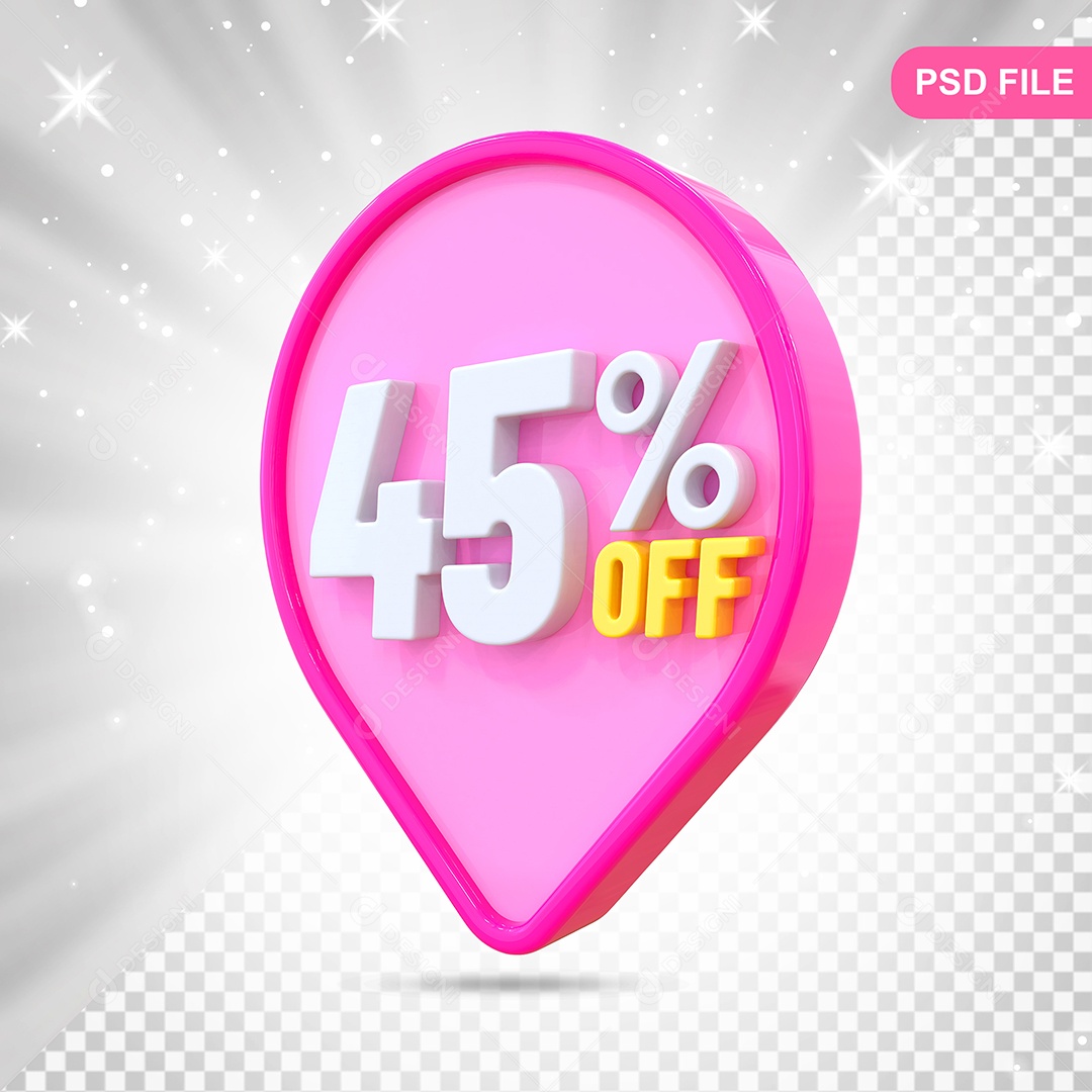 Desconto 45% Colorido Elemento 3D Para Composição PSD