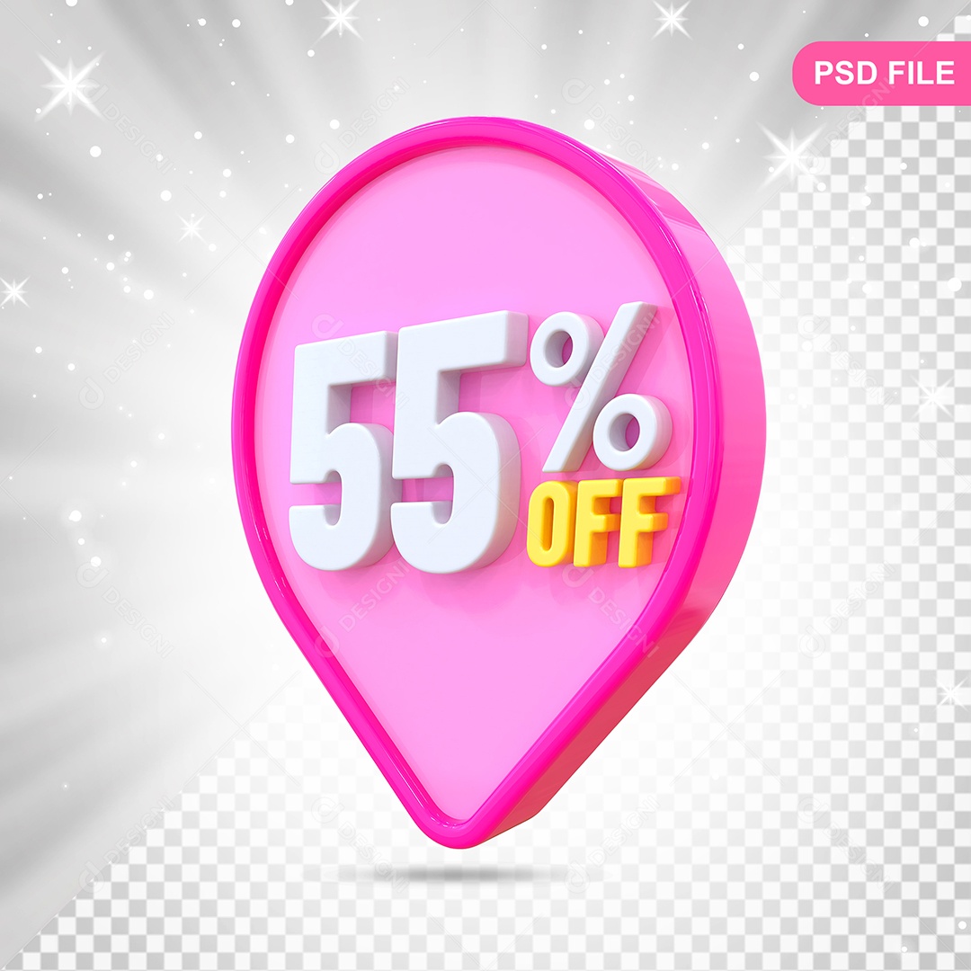 Desconto 55% Colorido Elemento 3D Para Composição PSD