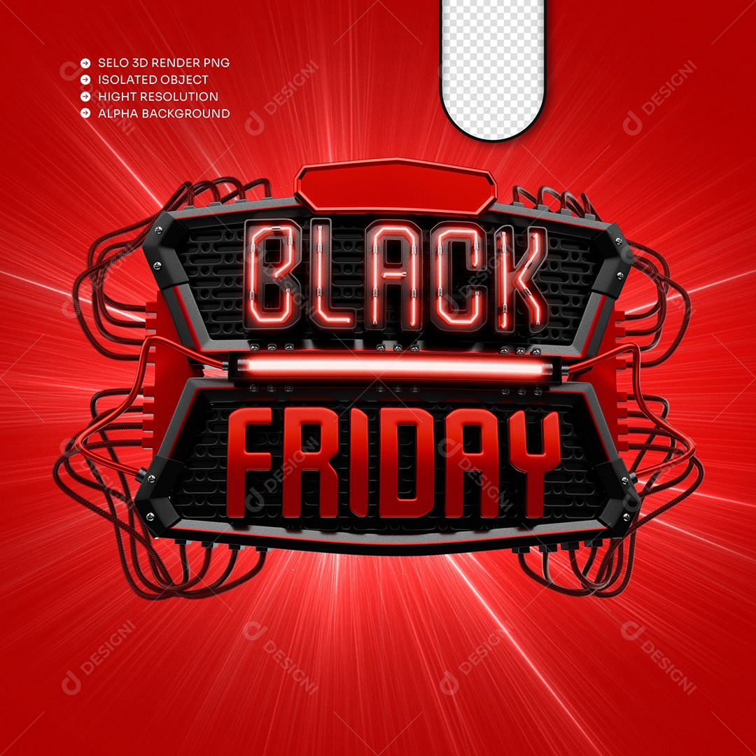 Black Friday Selo 3D para Composição PSD