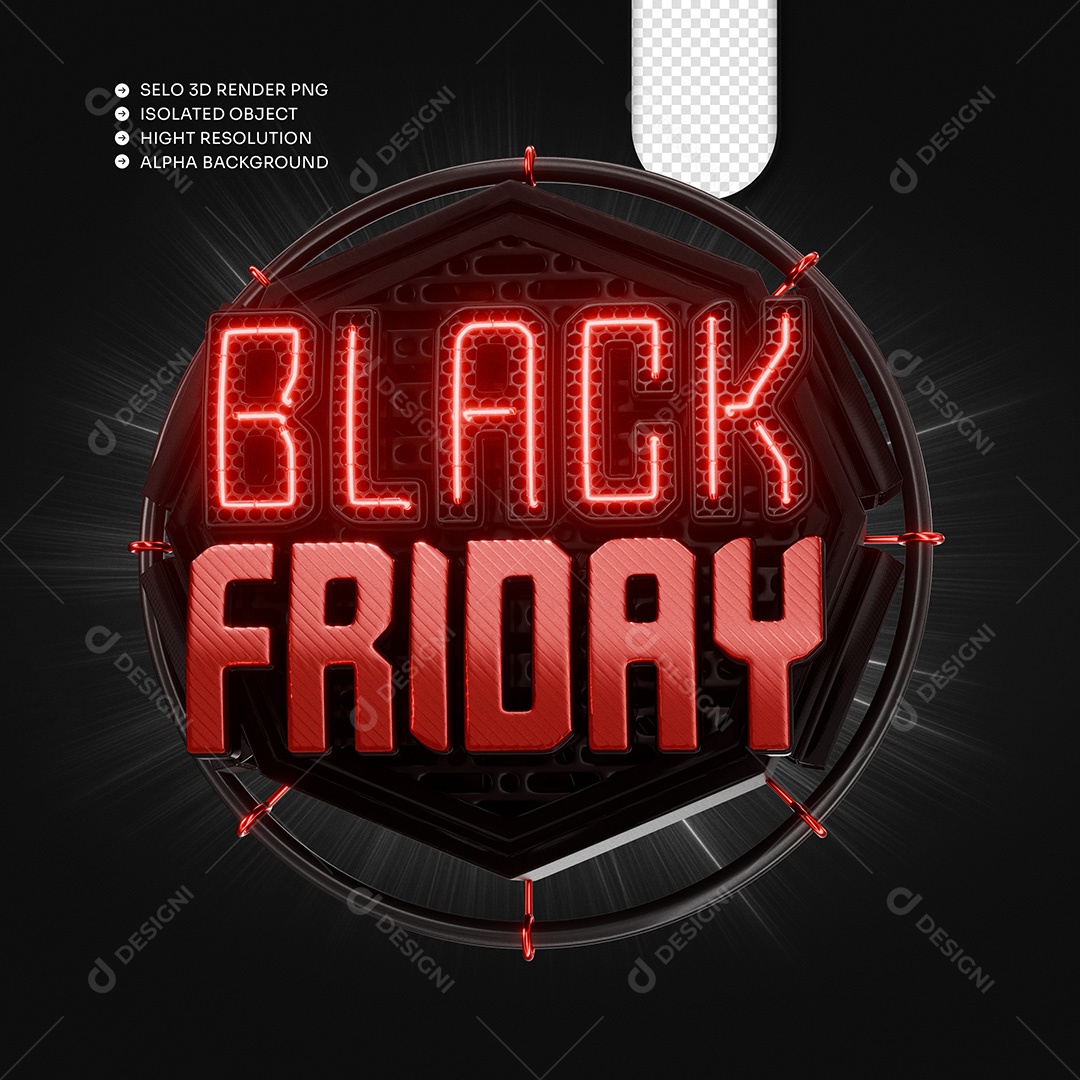 Black Friday Selo 3D para Composição PSD