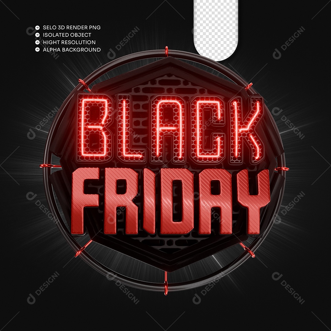 Black Friday Selo 3D para Composição PSD