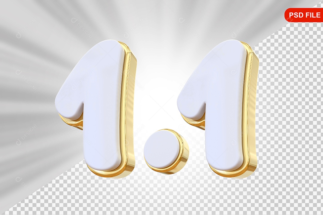 Elemento 3D Número 1.1 Colorido Para Composição PSD