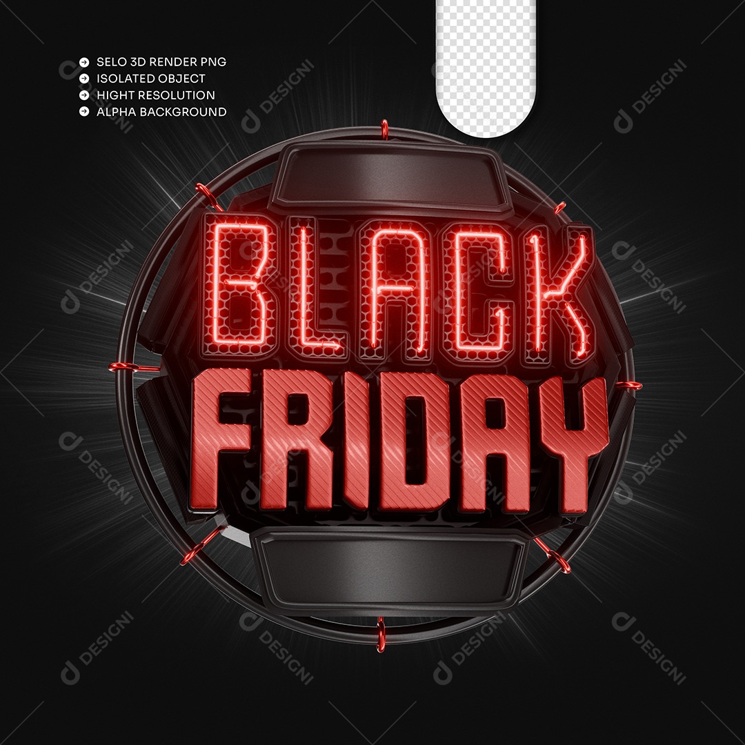 Black Friday Selo 3D para Composição PSD
