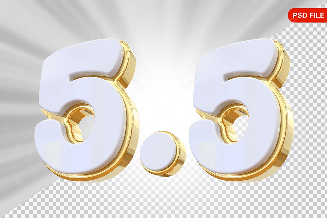 Elemento 3D Número 5.5 Colorido Para Composição PSD