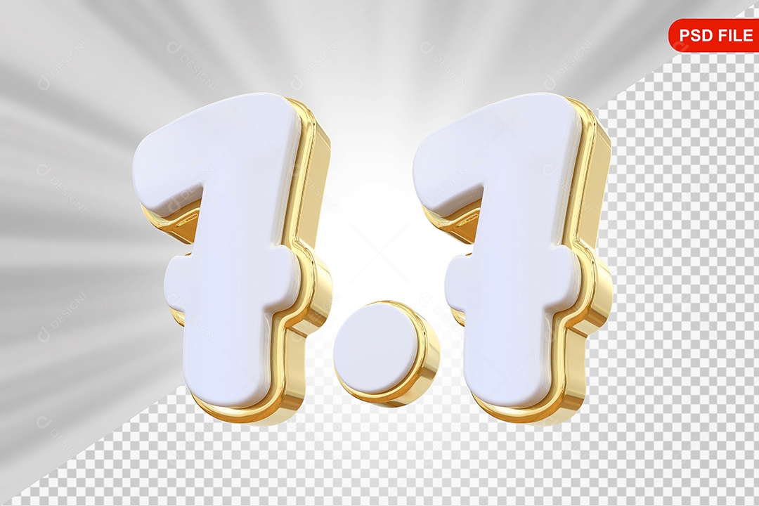 Elemento 3D Número 7.7 Colorido Para Composição PSD