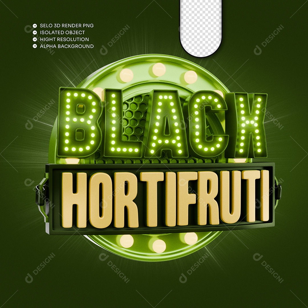 Black Friday Hortifruti Selo 3D para Composição PSD